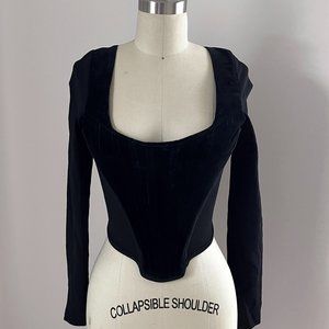 Vivienne Westwood Vintage ICONIC Black Velvet Long Sleeve Portrait Corset
